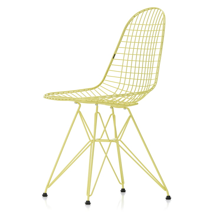 Wire Chair DKR (H 43 cm), citron / sans housse, patins en feutre (basic dark) de Vitra
