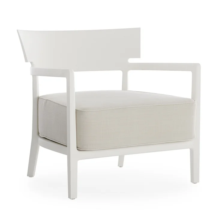 Cara Outdoor Fauteuil, structure blanc mat, housse blanche de Kartell