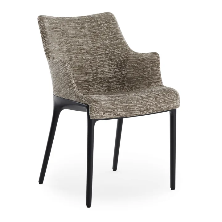 Eleganza Nia Chaise avec accoudoirs, piétement noir, tissu Melange gris tourterelle de Kartell