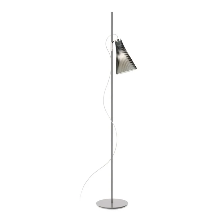 K-Lux Lampadaire, diffuseur gris fumé, structure grise de Kartell