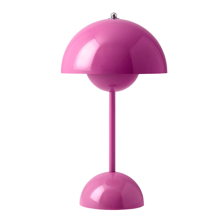 & Tradition - Flowerpot Lampe de table rechargeable VP9 avec câble de recharge magnétique, rose tangy