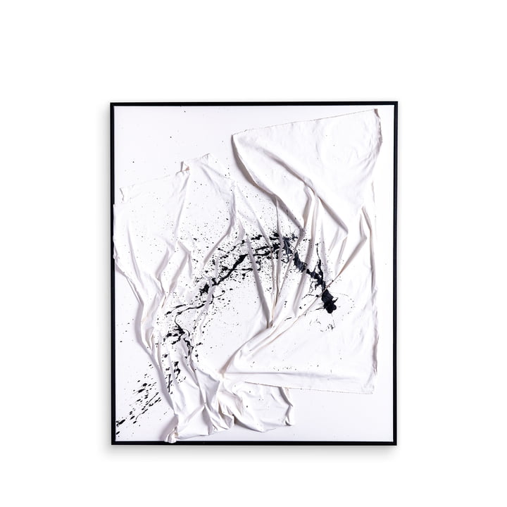Studio Mykoda - SAHAVA Porca Miseria 2, 80 x 100 cm, blanc-noir / cadre noir lasuré
