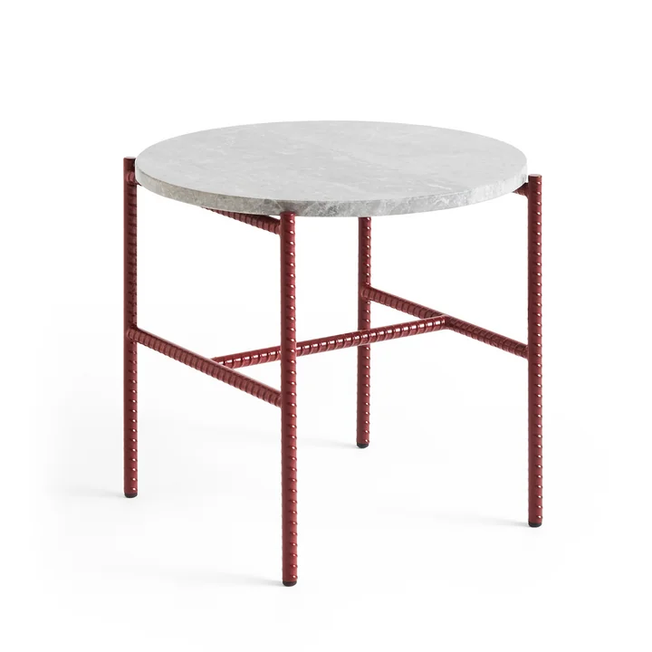 Rebar Table d'appoint Ø 45 x H 40,5 cm, Marbre gris / barn red de HAY