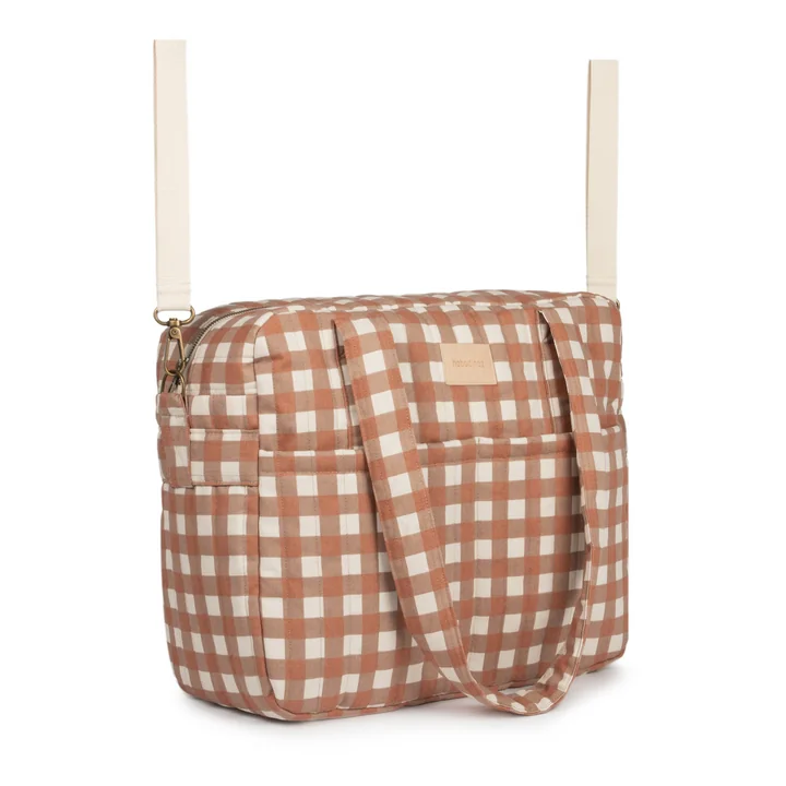 Hyde Park Sac pour poussette, imperméable, terracotta checks de Nobodinoz
