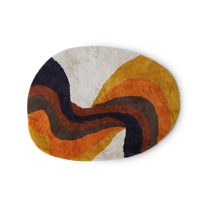 Retro swirl Tapis de bain, 90 x 120 cm, multicolore de HKliving