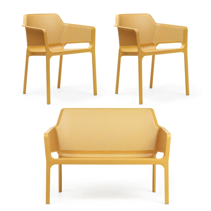 Nardi - Net Banc + 2x Net Chaise avec accoudoirs, senape