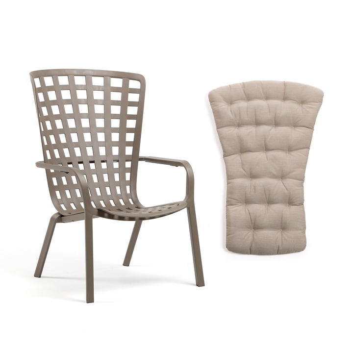 Nardi - Folio fauteuil d'extérieur réglable + coussin d'assise pour Folio Relax, tortora / lino