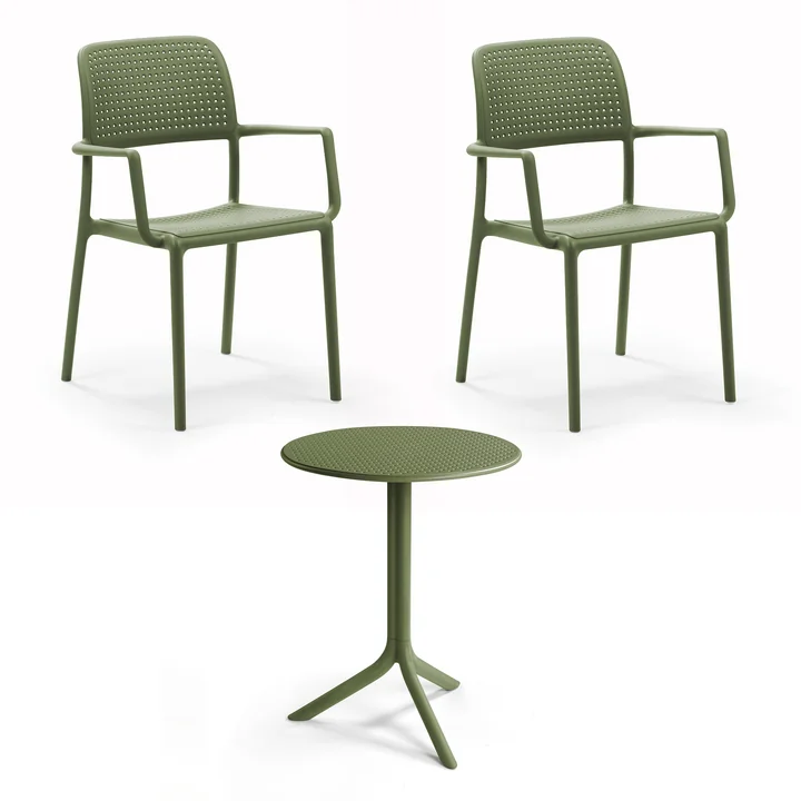 Nardi - Bora chaise à accoudoirs (2x) + Step table, agave