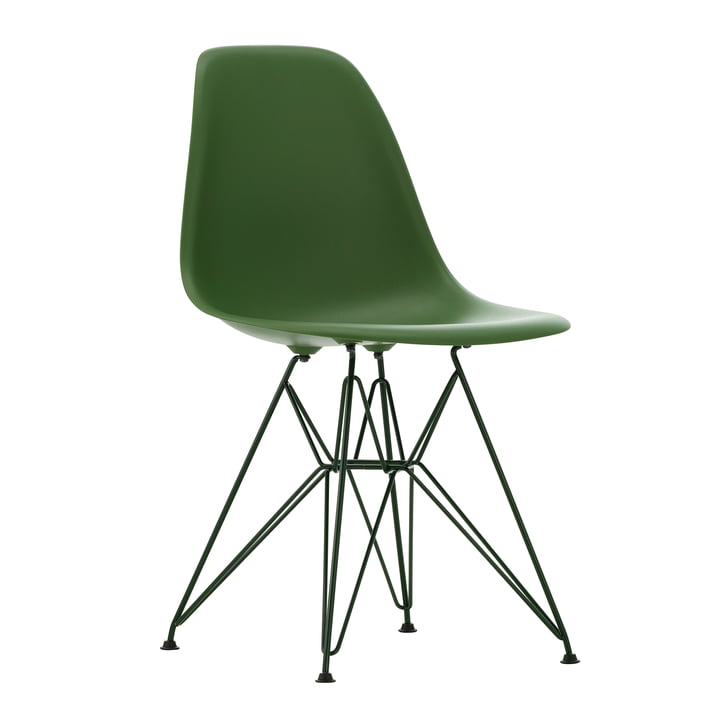 Eames Plastic Side Chair DSR, forest / vert foncé (patins en plastique basic dark) de Vitra