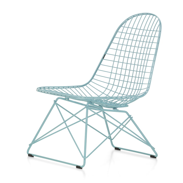 Wire Chair LKR, bleu ciel (patins en plastique basic dark) de Vitra