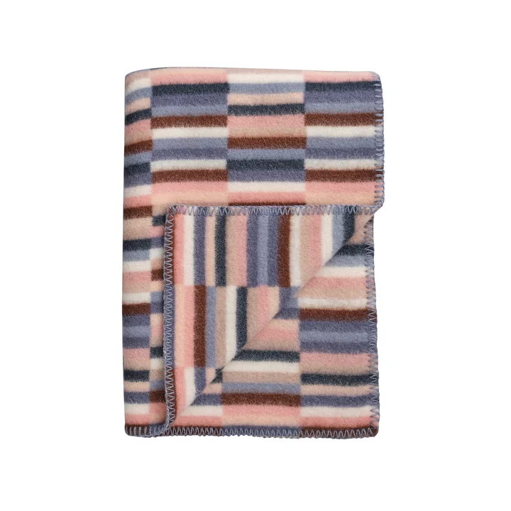 Røros Tweed - Ida Couverture en laine 200 x 135 cm, rose / bleu