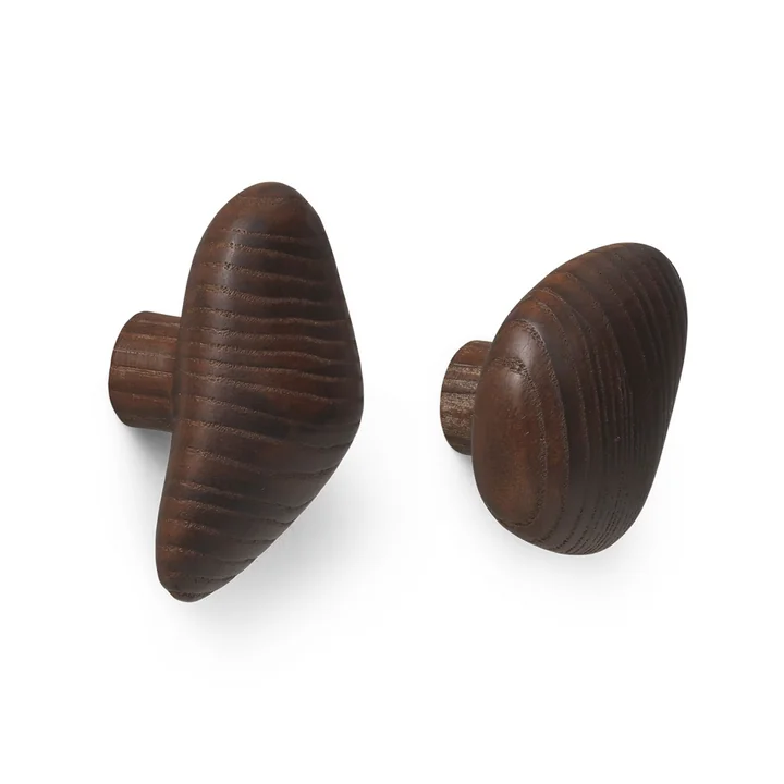 Ferm Living - Cairn Crochet mural, marron foncé (lot de 2)