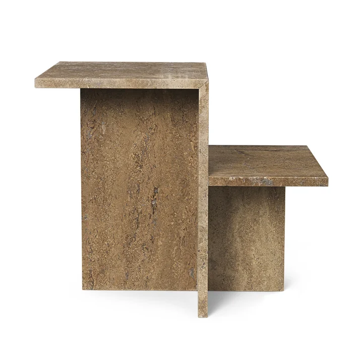 Ferm Living - Distinct Table d'appoint, brun foncé pierre de travertin