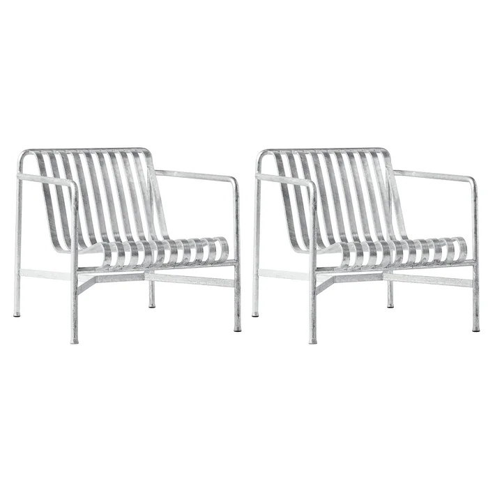HAY - Palissade Lounge Chair low, hot galvanised (set de 2)