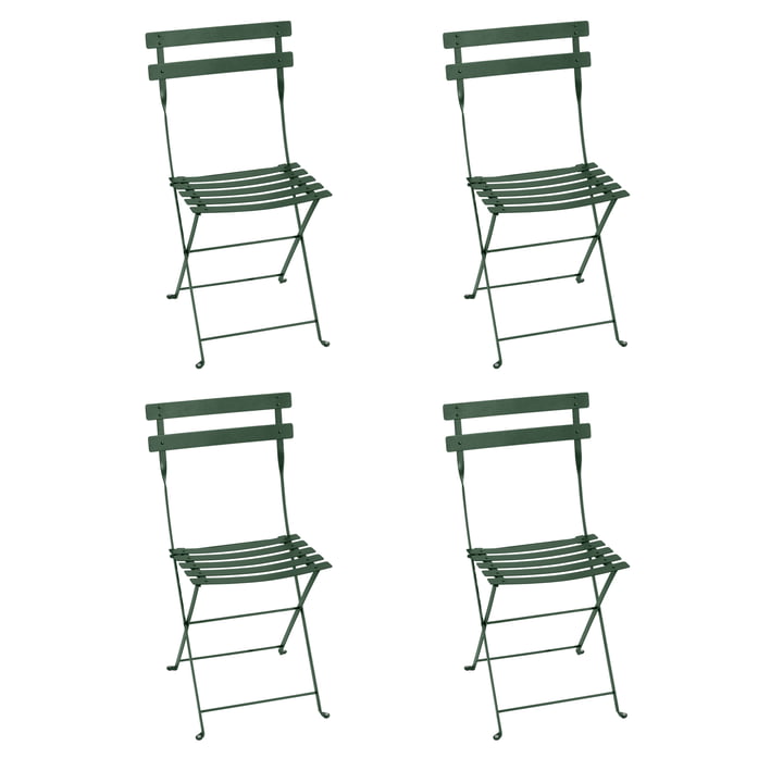 Fermob - Bistro Chaise pliante en métal, vert cèdre (lot de 4)
