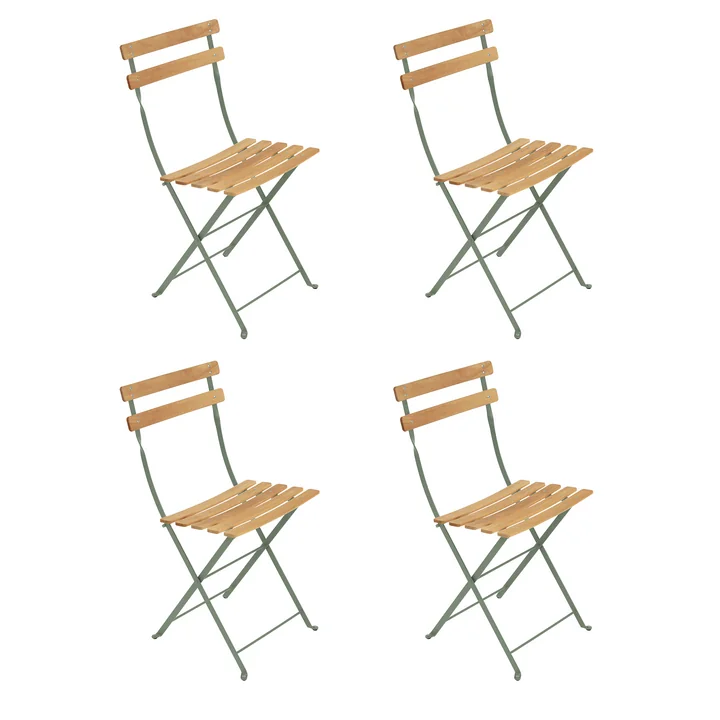 Fermob - Bistro Chaise pliante Naturel, cactus (lot de 4)
