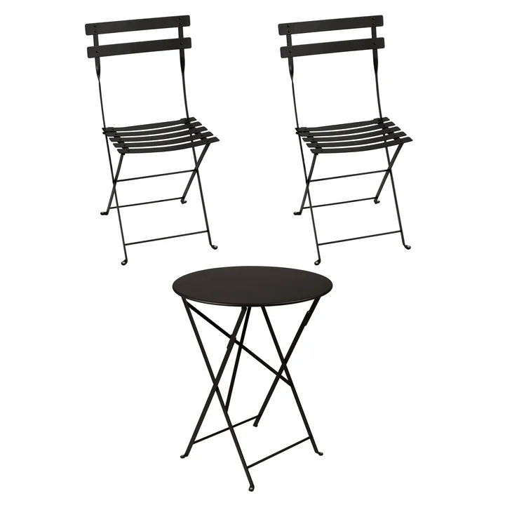 Fermob - Bistro Table pliante + 2 chaises pliantes, réglisse