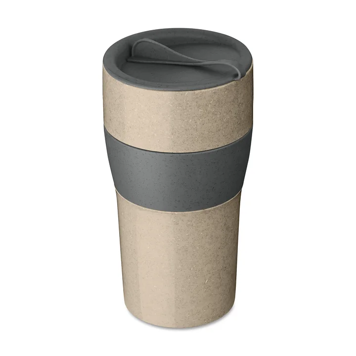 Koziol - AROMA TO GO XL Gobelet isotherme, avec couvercle, 700ml, nature desert sand / nature ash grey