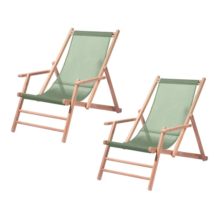 Jan Kurtz - Maxx chaise de pont, teck / housse tissu synthétique salbei (set de 2)
