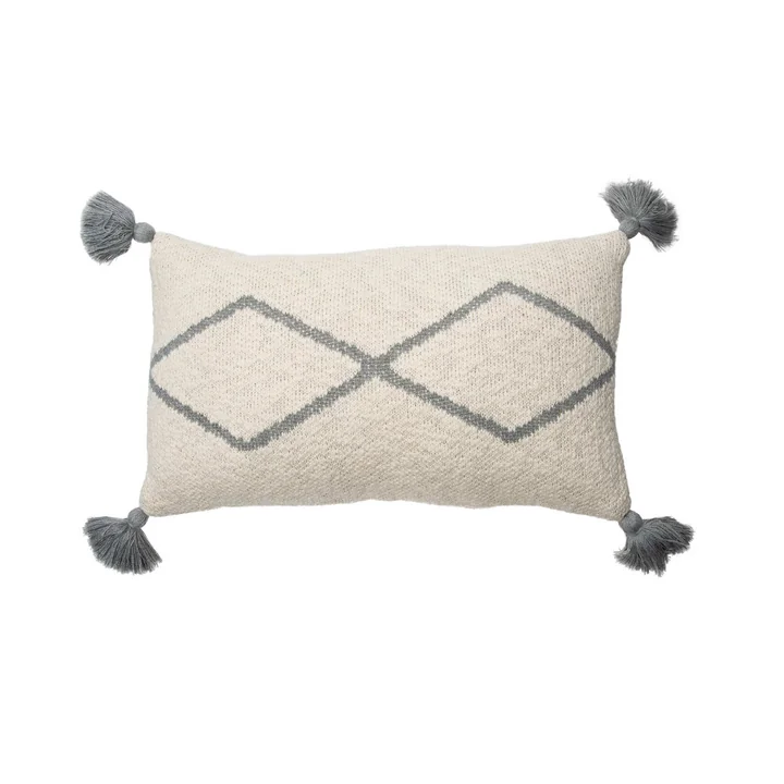 Coussin tricoté Little Oasis, 25 x 40 cm, naturel / gris de Lorena Canals