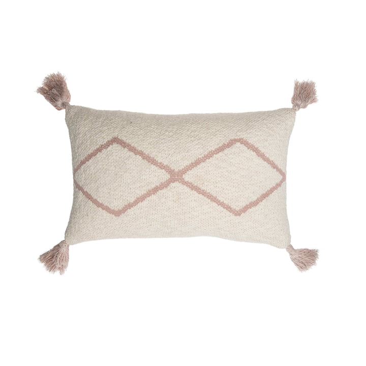 Coussin tricoté Little Oasis, 25 x 40 cm, naturel / rose de Lorena Canals