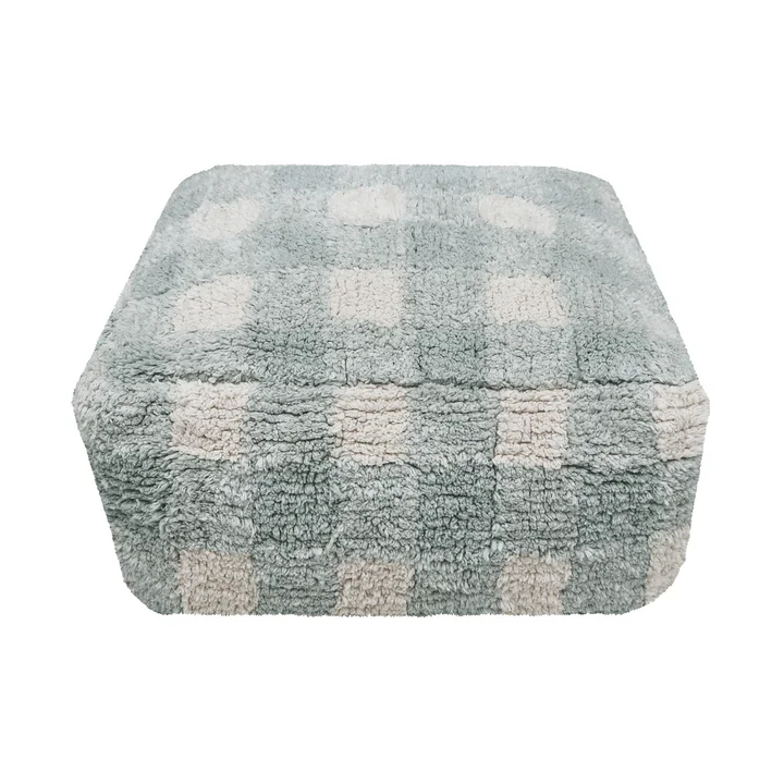Vichy Pouf, 40 x 40 cm, bleu sauge de Lorena Canals