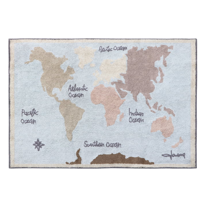 Vintage Map Tapis, 200 x 140 cm, bleu / vert / rose / naturel de Lorena Canals