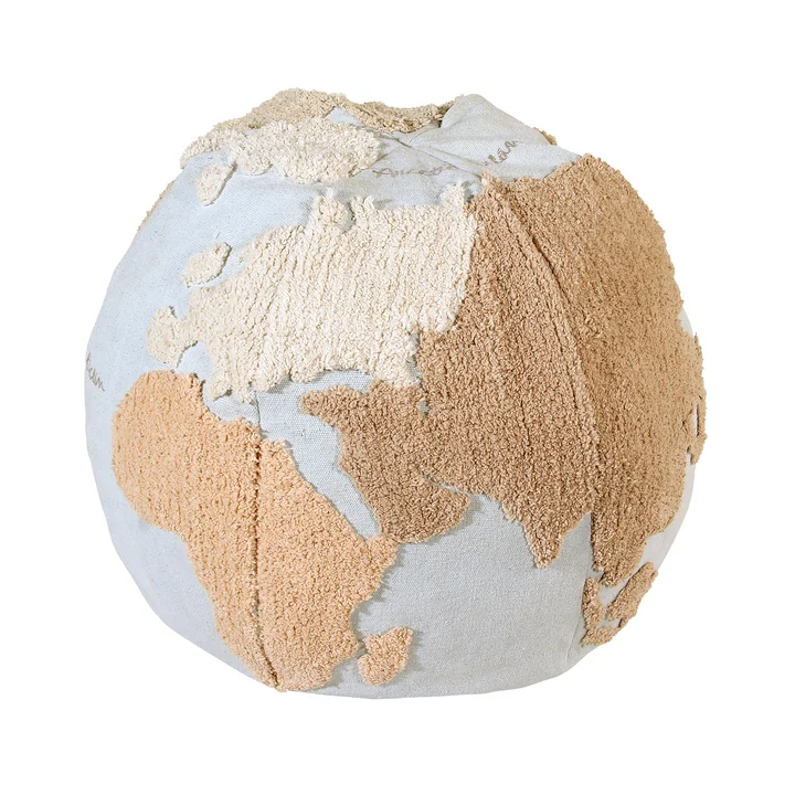 World Map Pouf, Ø 50 cm, bleu clair / beige de Lorena Canals