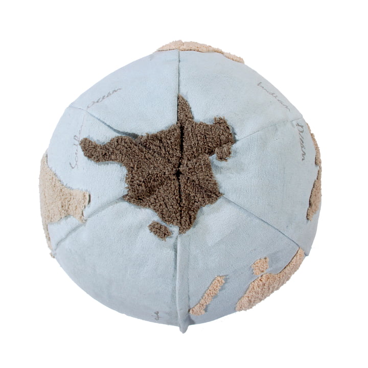 World Map Pouf, Ø 50 cm, bleu clair / beige de Lorena Canals