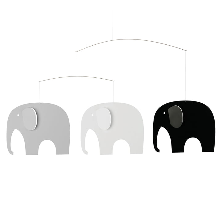 Eléphants Réunion Mobile de Flensted Mobiles dans la couleur grise