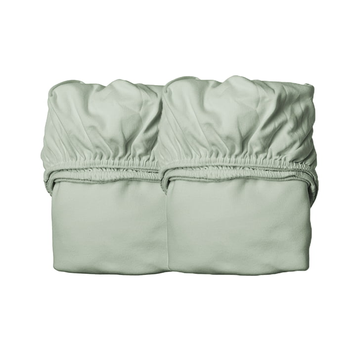Leander - Drap housse pour lit junior, 100% coton bio, 140 x 60 cm, sage green (set de 2)