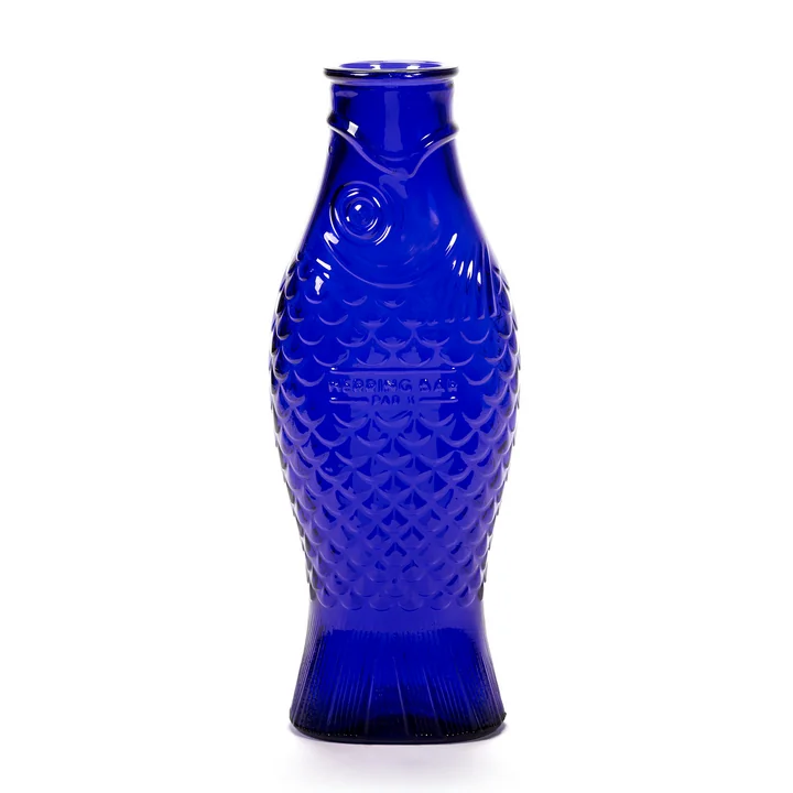 Fish & Fish Bouteille de verre de Serax de couleur bleu cobalt