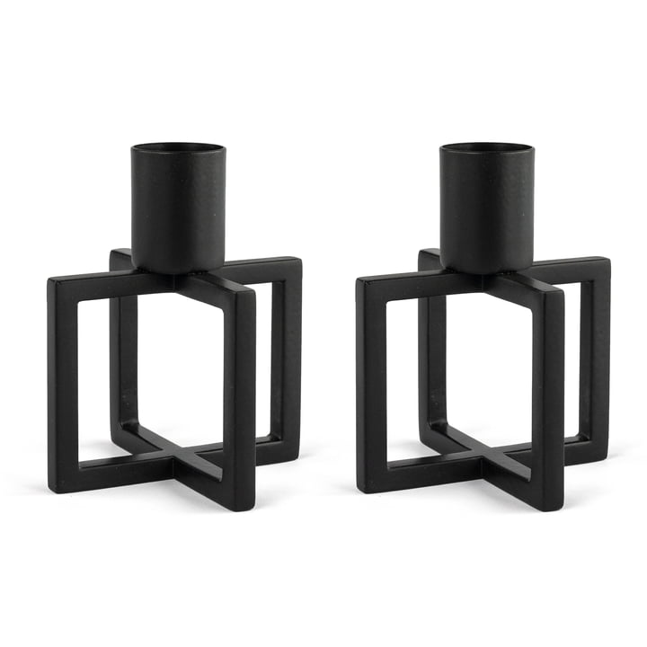 HANA - OneFlame Bougeoir H 8,3 x Ø 7 cm, noir (set de 2)