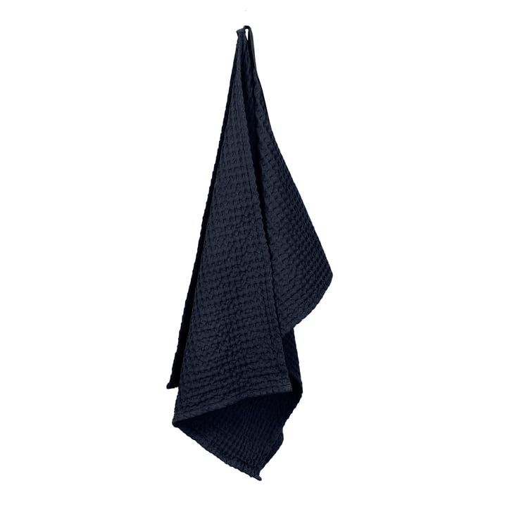 Big Waffle Drap de douche, 50 x 130 cm, bleu foncé de The Organic Company