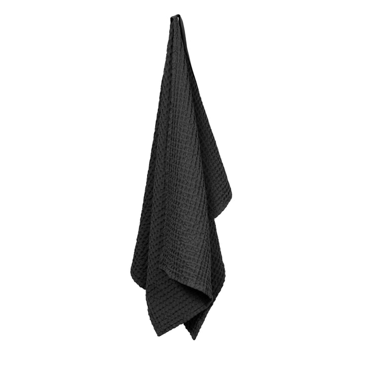 Big Waffle Drap de douche, 50 x 130 cm, gris foncé de The Organic Company