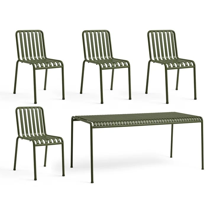 HAY - Palissade Table + 4x Dining Chair, olive