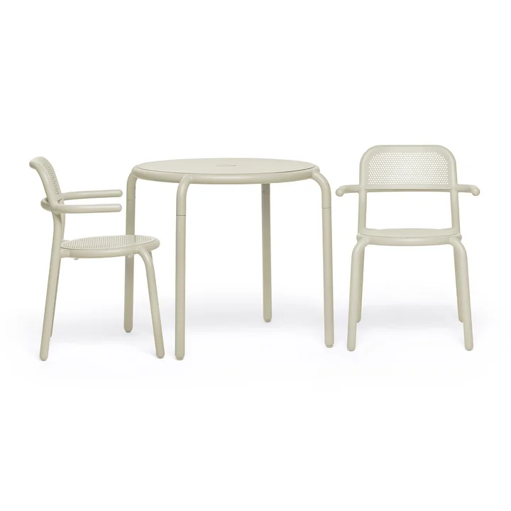 Fatboy - Toní Table de bistrot + fauteuil de jardin, désert (revêtement par poudre)