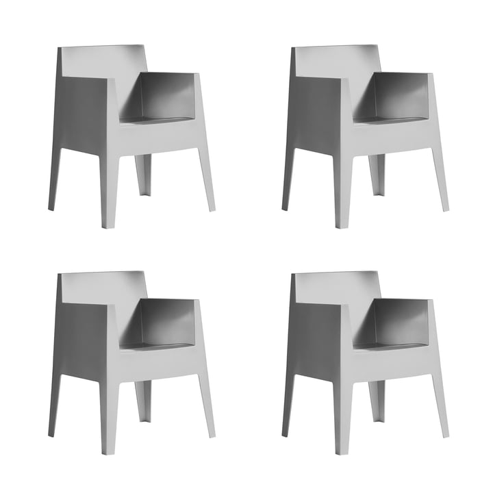 Driade - Toy Chaise avec accoudoirs Outdoor, gris clair (lot de 4)