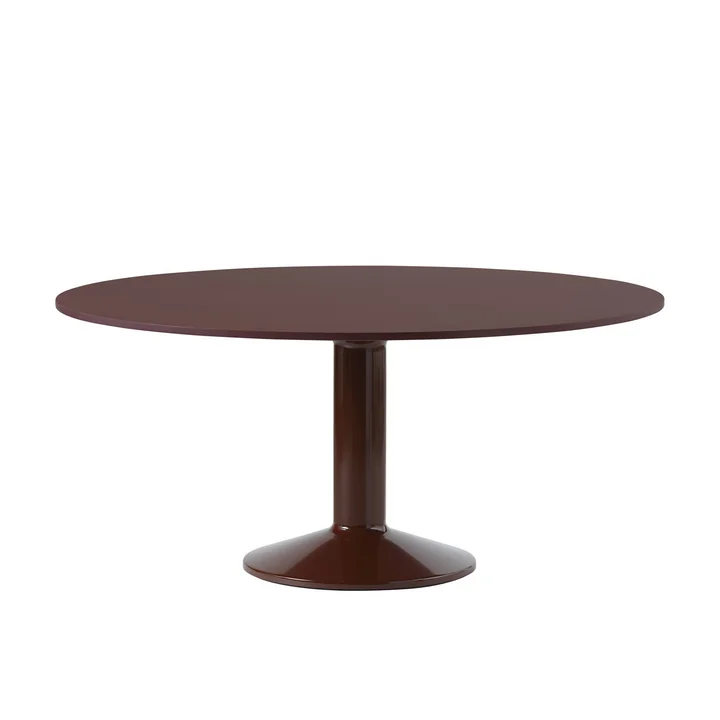 Muuto - Midst Table de salle à manger, Ø 160 cm, linoléum rouge foncé / rouge