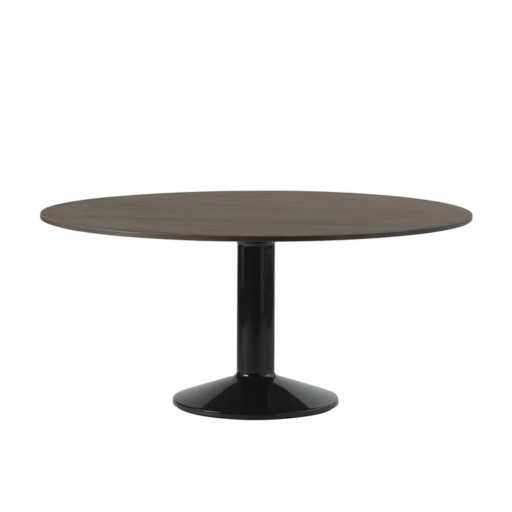 Muuto - Midst Table de salle à manger, Ø 160 cm, chêne huilé foncé / noir