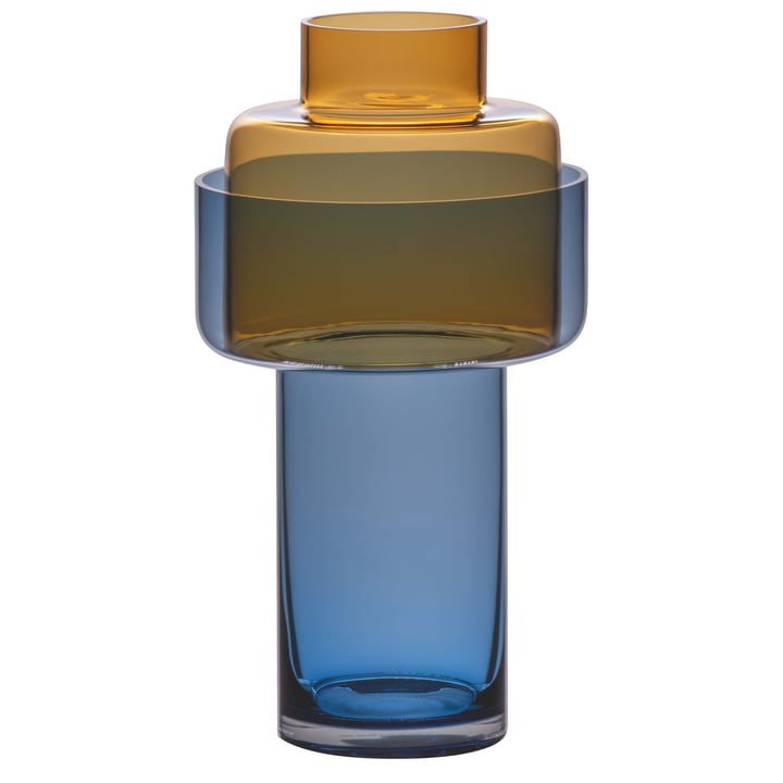 Vase en verre Aura de Remember dans la couleur bleu / ambre