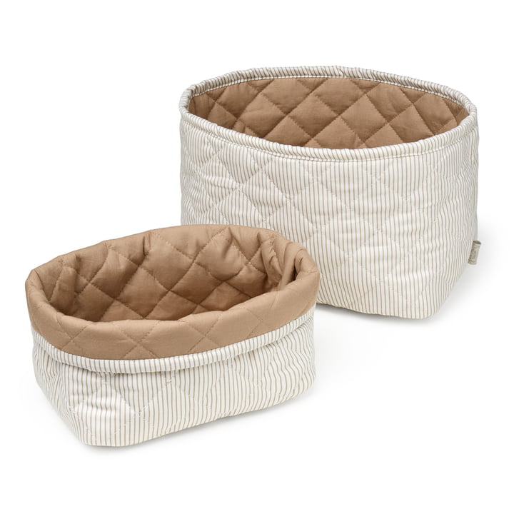 Cam Cam Copenhagen - Paniers de rangement matelassés, classic stripes camel / camel (lot de 2)