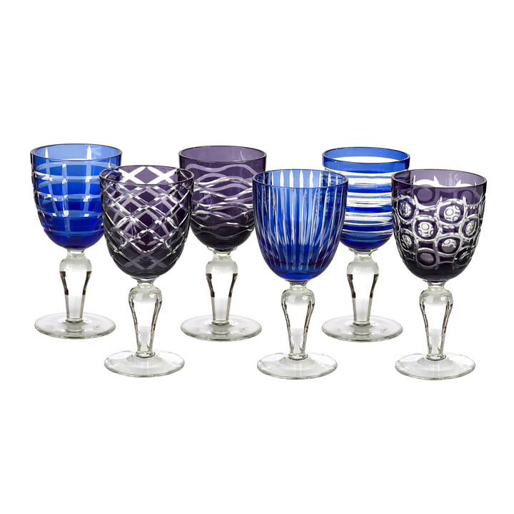 Pols Potten - Cobalt Verre à vin, multicolore (set de 6)