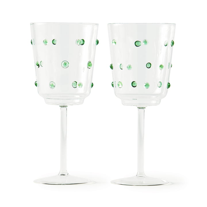 Pols Potten - Nob Verre à vin, H 20 cm, vert olive (set de 2)