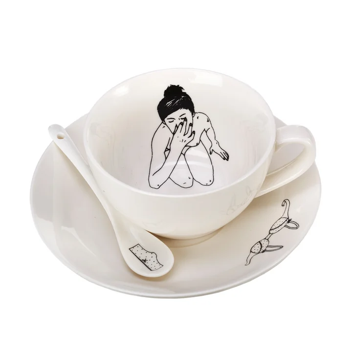 Pols Potten - Undressed Tasse avec soucoupe, blanc