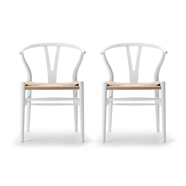 Carl Hansen - CH24 Wishbone Chair , soft white / tressage naturel (lot de 2)
