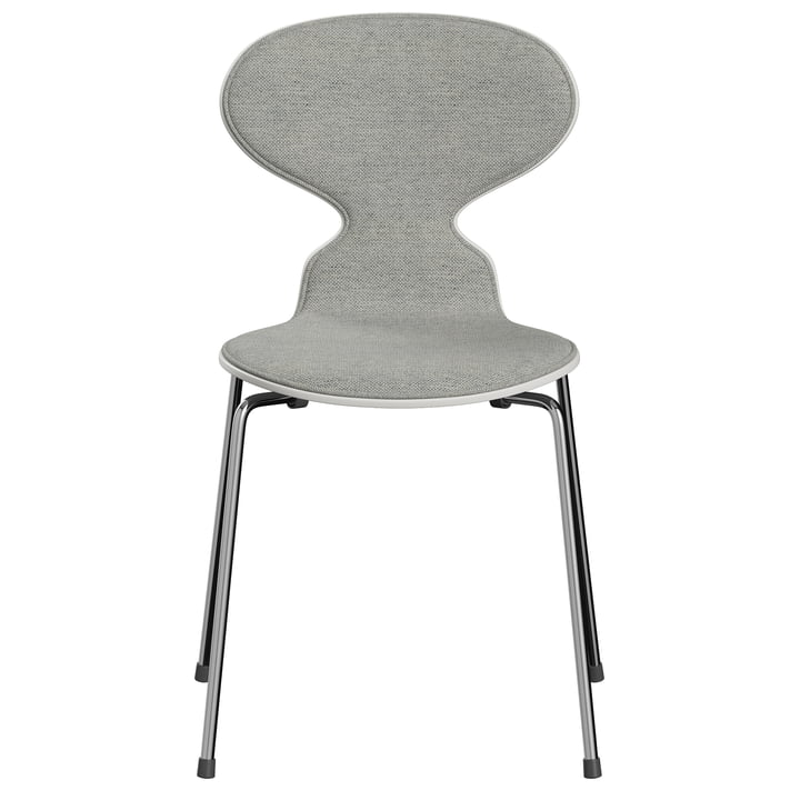 Fritz Hansen - Ant 3101 Chaise, blanc / gris (Hallingdal 0110 ) / frêne laqué blanc / chromé