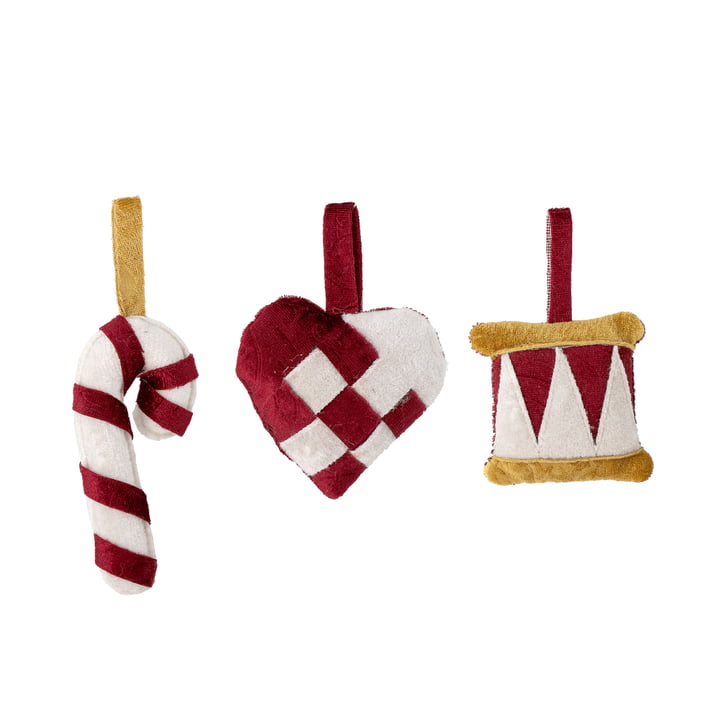 Bloomingville - Velua Ornament, rouge (set de 3)