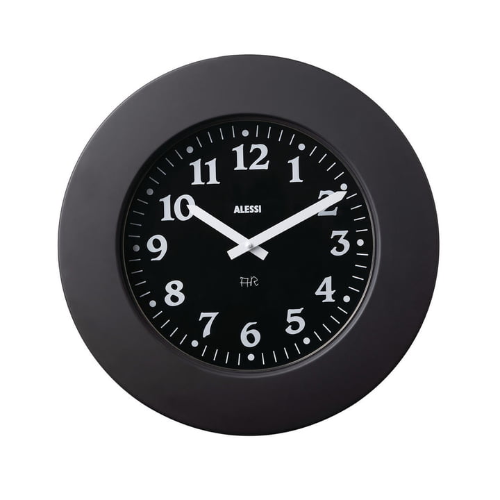 Momento Horloge murale de Alessi en couleur noire