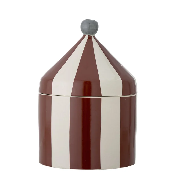 Bloomingville - Mini Cimmi Boîte de rangement avec couvercle, D15,5 cm, rouge / blanc